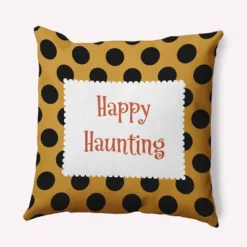 16"x16" Halloween 'Happy Haunting' Dots Square Throw Pillow - E By Design -EEK! Deals Store GUEST fff789d5 32af 4ced 9a41 55f5040a0b05